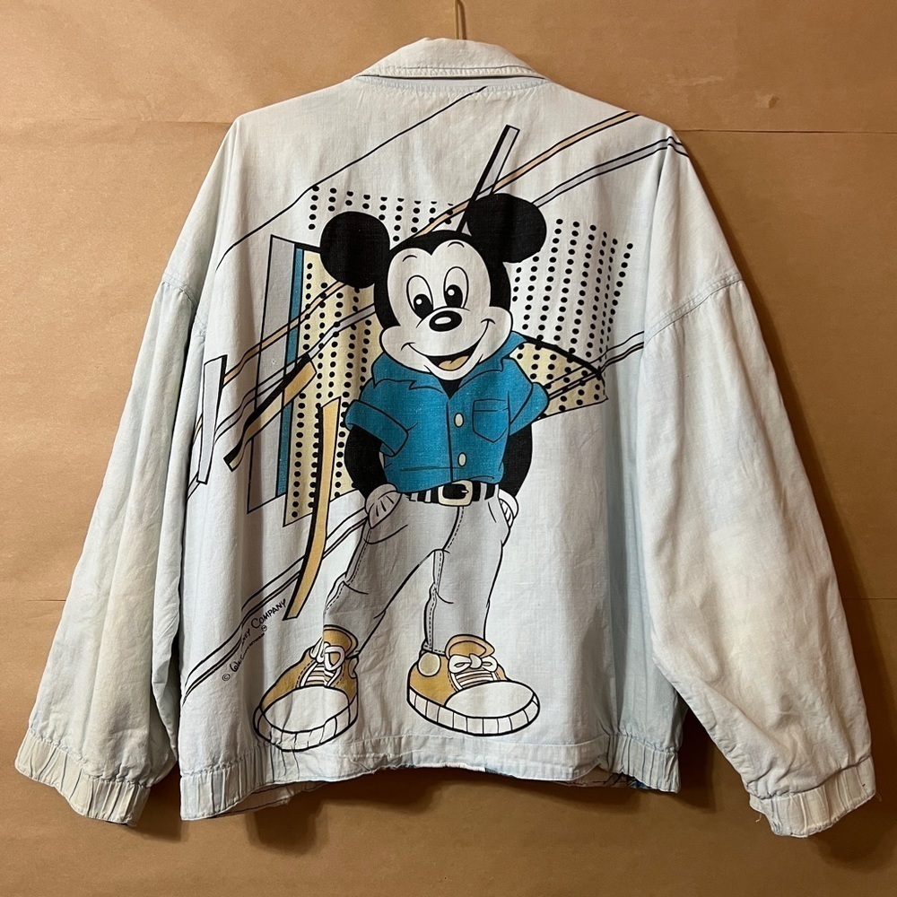 Vintage 80s Disney AmericanWear Mickey Mouse Retro Reversible Jacket Size XL